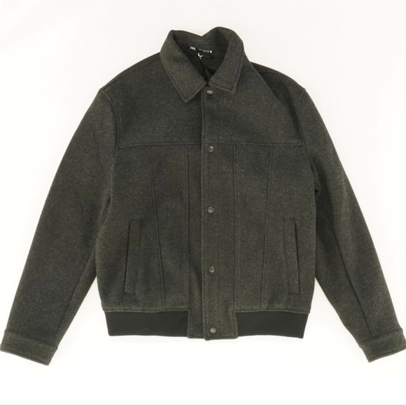 Zara large structure structured bomber standard grey jacket - Picture 1 of 2